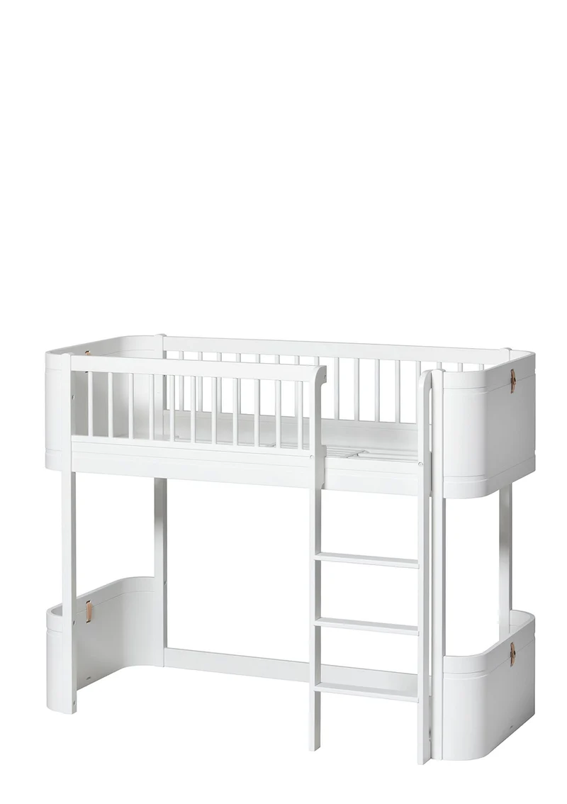 halbhohes Hochbett 'Wood Mini+' weiß 162 x 68 cm