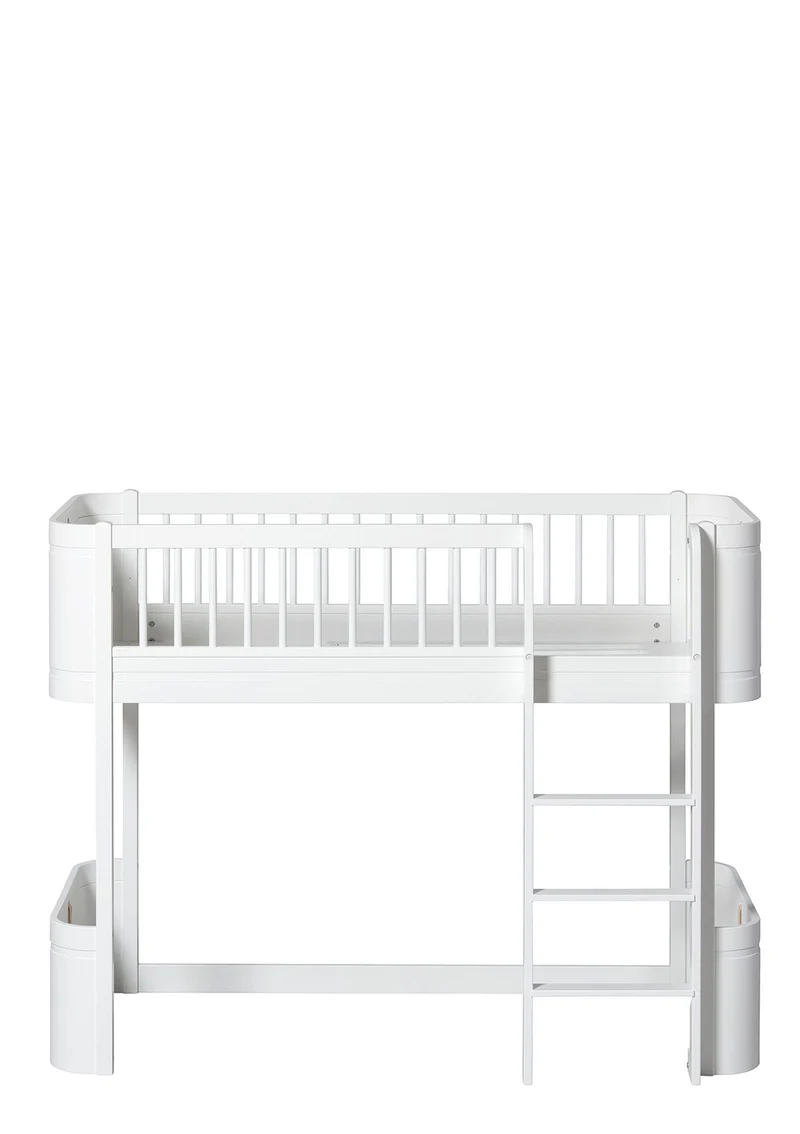 halbhohes Hochbett 'Wood Mini+' weiß 162 x 68 cm