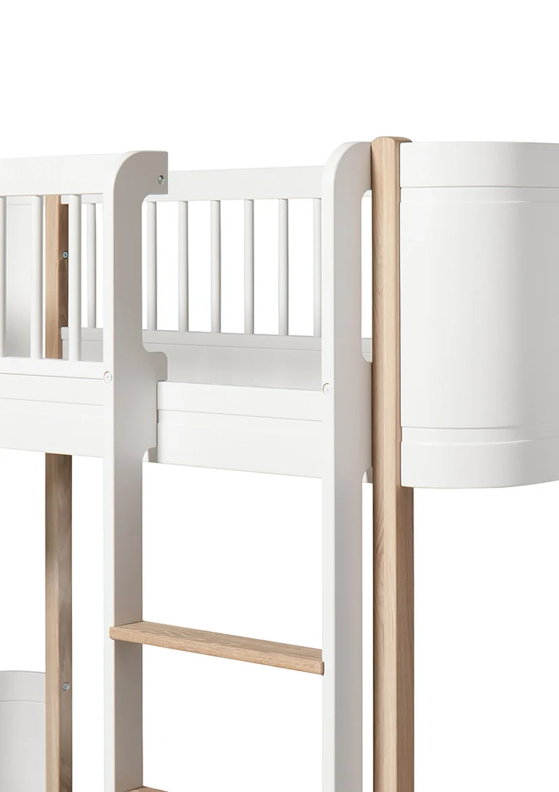 halbhohes Hochbett 'Wood Mini+' weiß / Eiche 162 x 68 cm