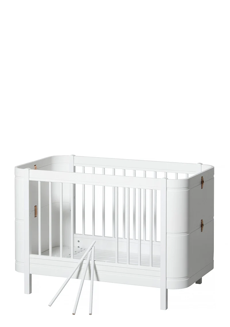 Babybett 'Wood Mini+' Weiß 122-162 x 68 cm