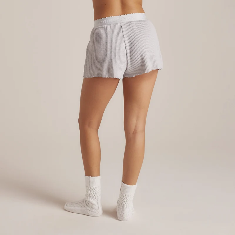 Soft Waffle Pyjama-Shorts - Eisgrau