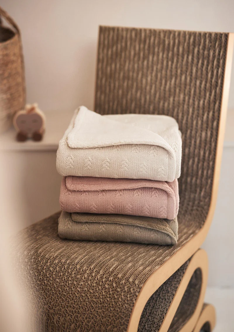 Decke Wiege 'Grain Knit' Velvet Olive Green 100 x 75 cm