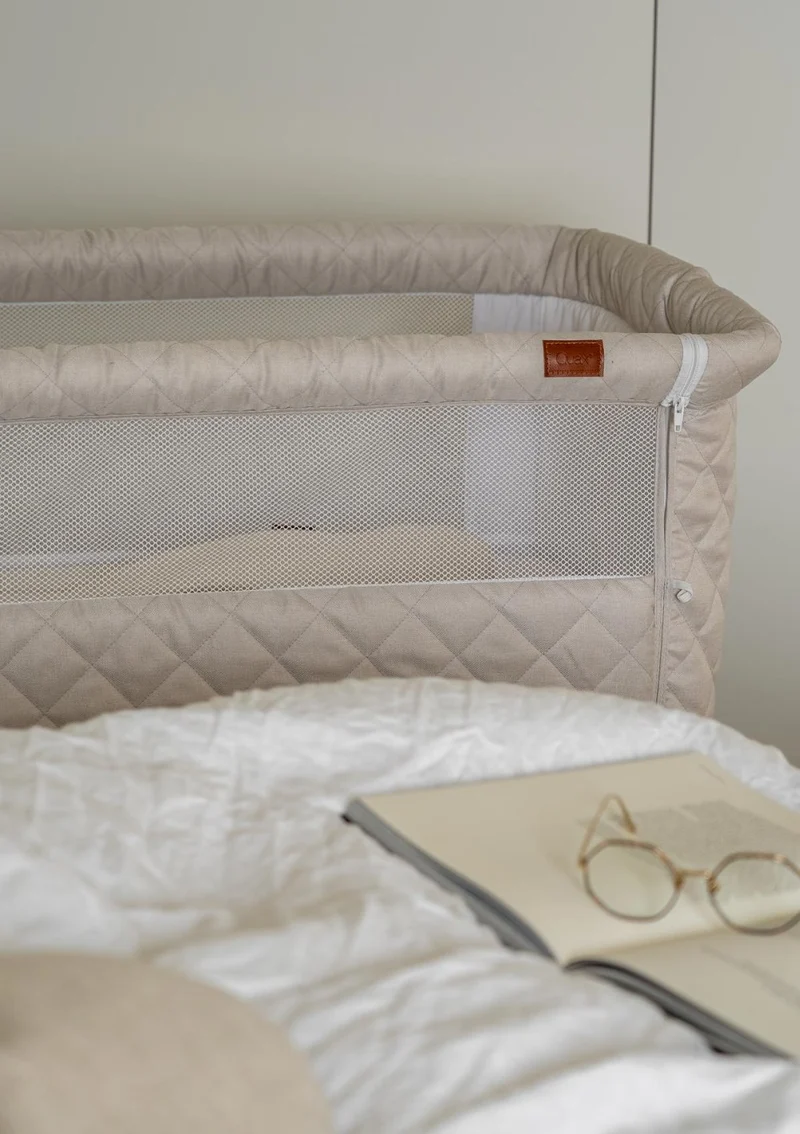 Beistellbett 'Side by Side' Natural Quilted Clay 84 x 50 cm