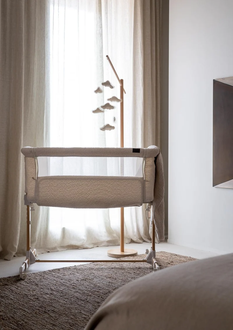 Beistellbett 'Side by Side' Natural Bouclé Cream 84 x 50 cm
