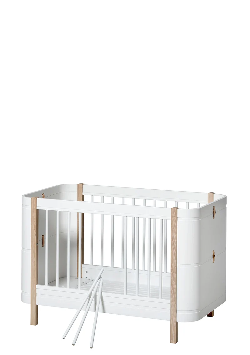 Babybett 'Wood Mini+' Weiß / Eiche 122-162 x 68 cm