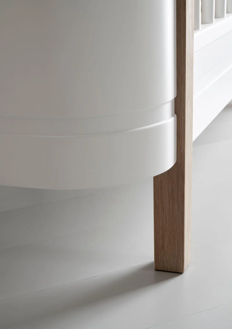 Babybett 'Wood Mini+' Weiß / Eiche 122-162 x 68 cm