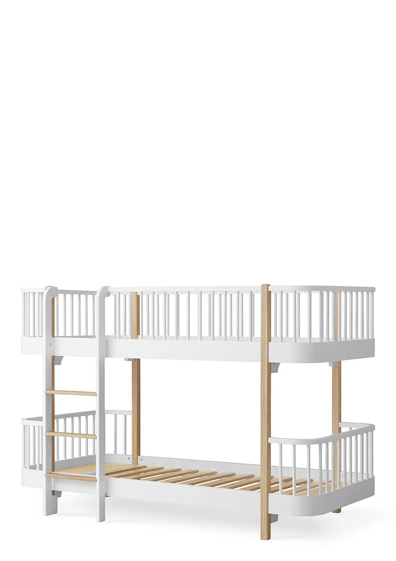 halbhohes Etagenbett 'Wood Original' Weiss / Eiche 200 x 90 cm