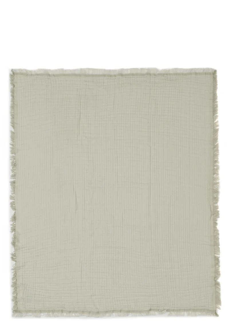 Musselin Decke 'Fringe' Olive Green 120 x 120 cm
