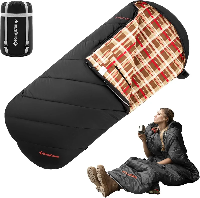 Wearable Flannel Camping Sleeping Bag- XL