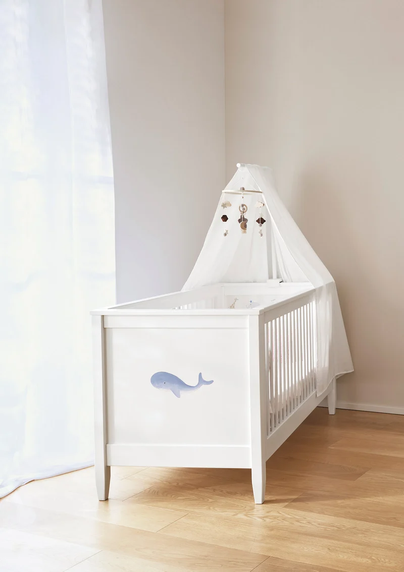 Babybett weiß handbemalt 140 x 70 cm
