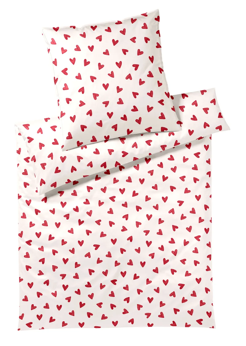 Satin Bettwäsche Cherie mit Herzen-Allover