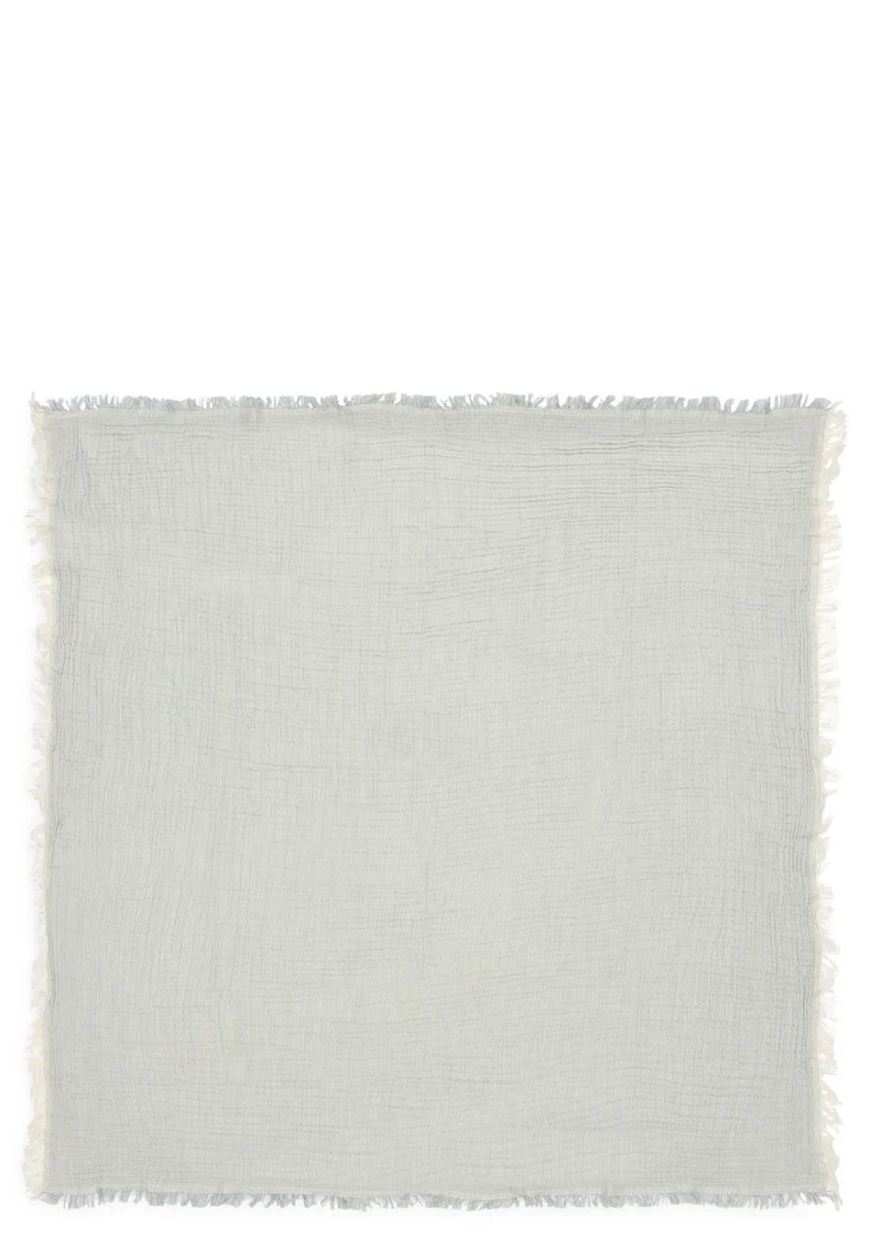 Musselin Decke 'Fringe Stripe' Sea Green 120 x 120 cm