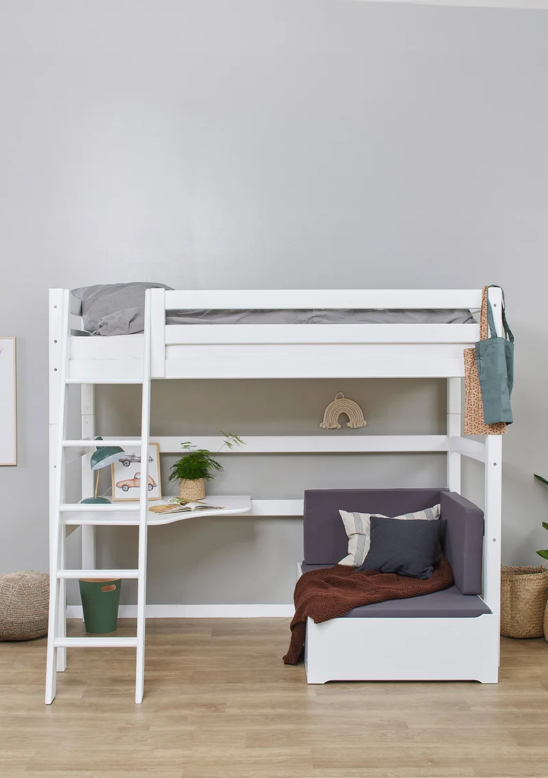 'ECO Luxury' MEGA-Bett mit Schreibtisch & Lounge-Modul weiß 200 x 90 cm