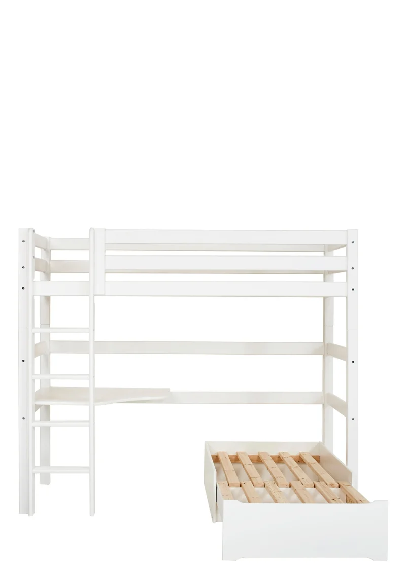 'ECO Luxury' MEGA-Bett mit Schreibtisch & Lounge-Modul weiß 200 x 90 cm