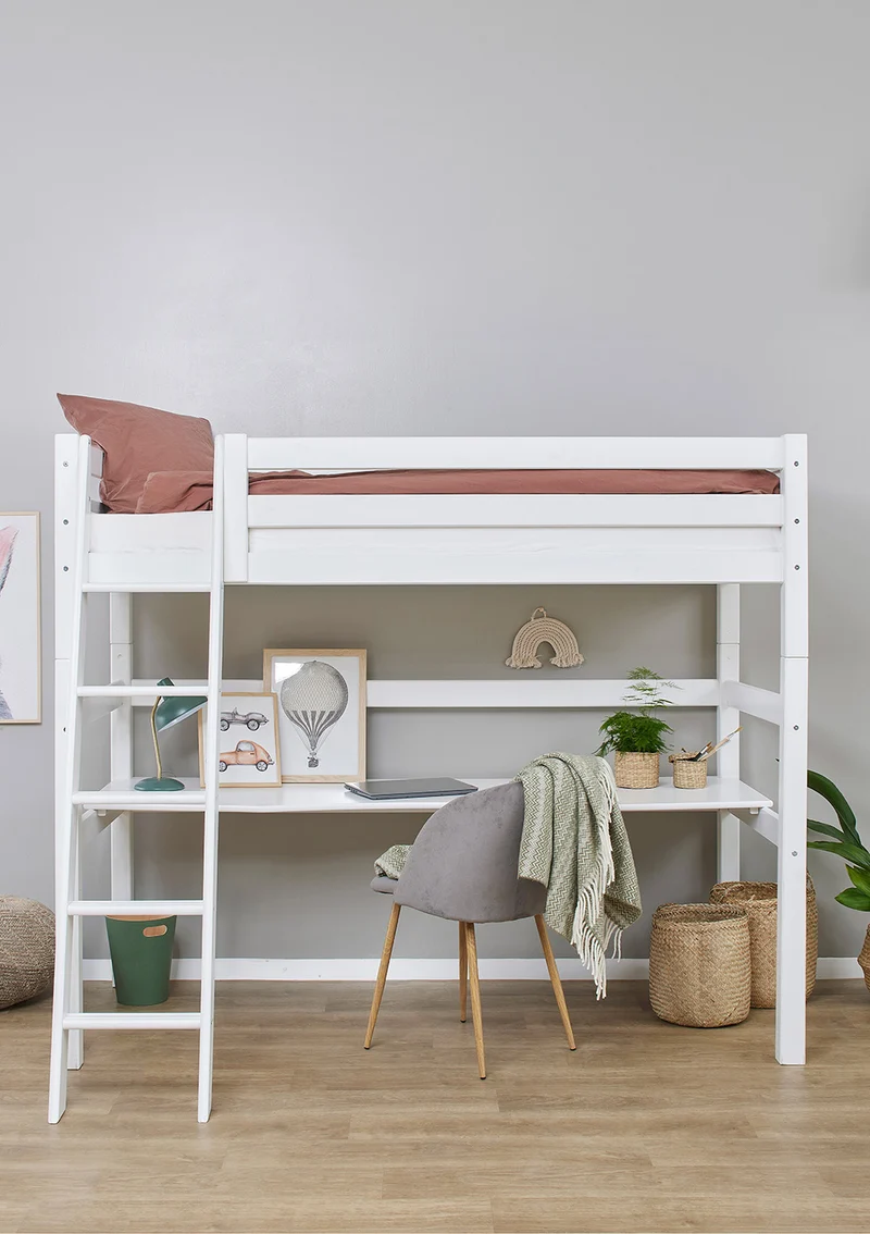 'ECO Luxury' Hochbett mit Schreibtisch weiß 200 x 90 cm