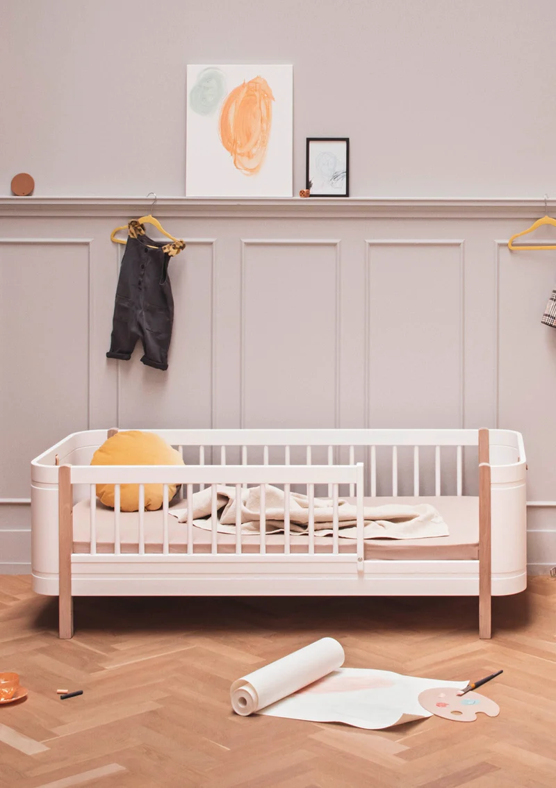 Juniorbett 'Wood Mini+' weiß / Eiche 162 x 68 cm