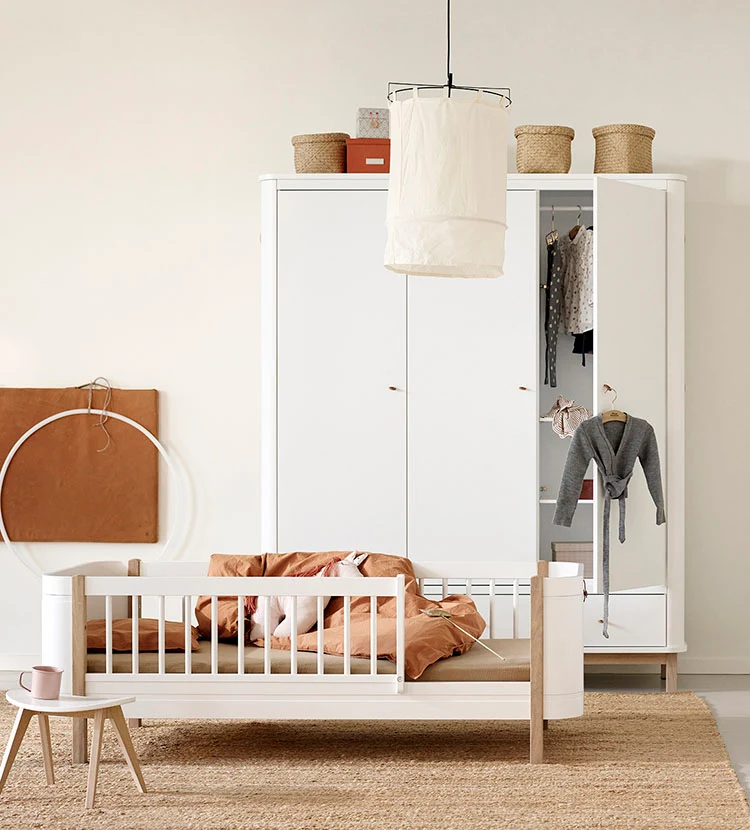 Juniorbett 'Wood Mini+' weiß / Eiche 162 x 68 cm