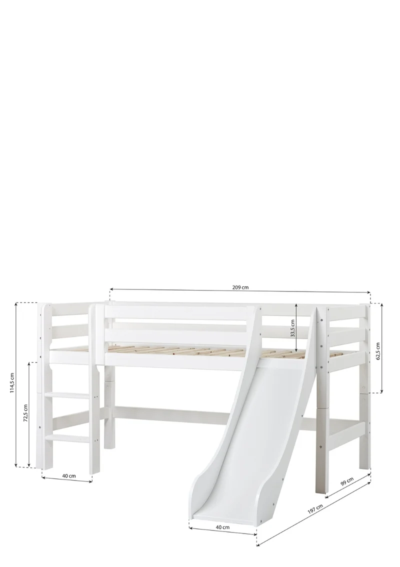 'ECO Luxury' Spielbett mit Rutsche weiß 200 x 90 cm