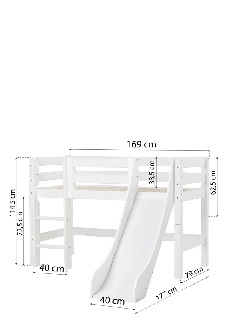 'ECO Luxury' Spielbett mit Rutsche weiß 160 x 70 cm
