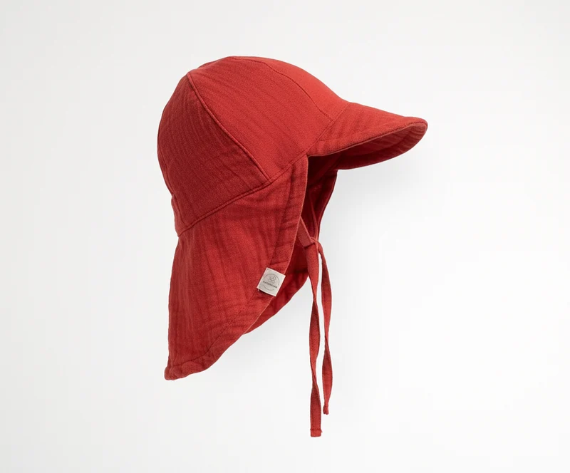 Musselin Sonnenkappe mit Nackenschutz, GOTS