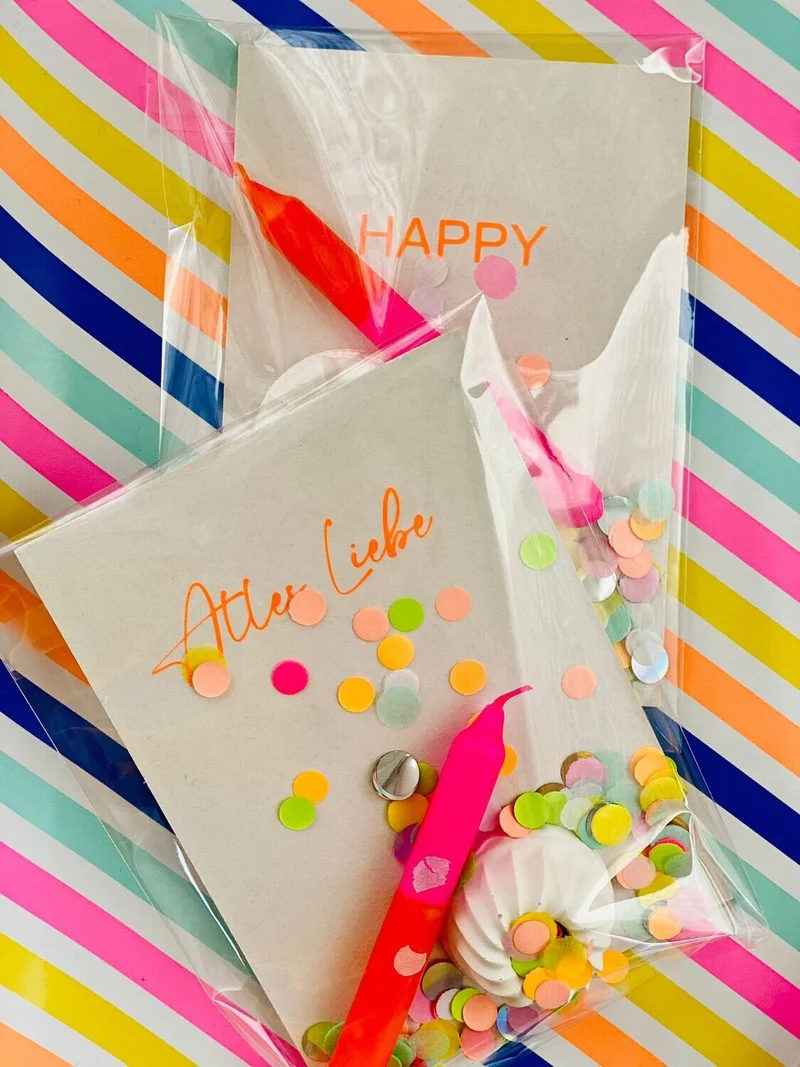 Freudebringer – Geschenkset mit Kerze, Karte & Konfetti