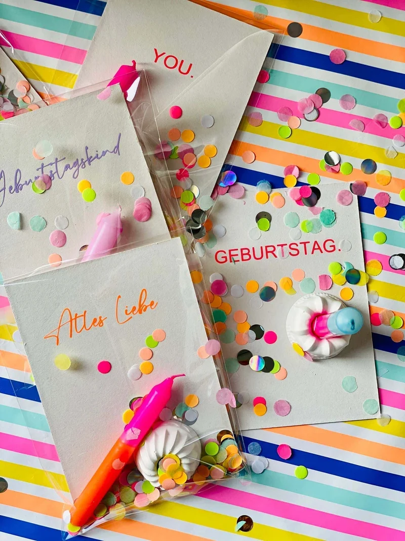 Freudebringer – Geschenkset mit Kerze, Karte & Konfetti