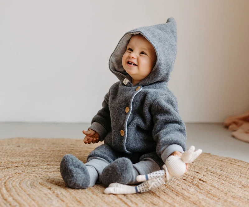 Wollfleece Overall mit Knöpfe, GOTS