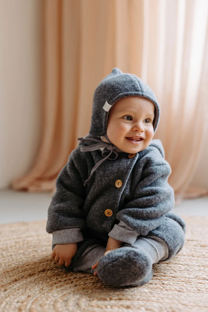 Wollfleece Overall mit Knöpfe, GOTS