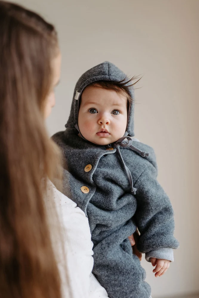 Wollfleece Overall mit Knöpfe, GOTS