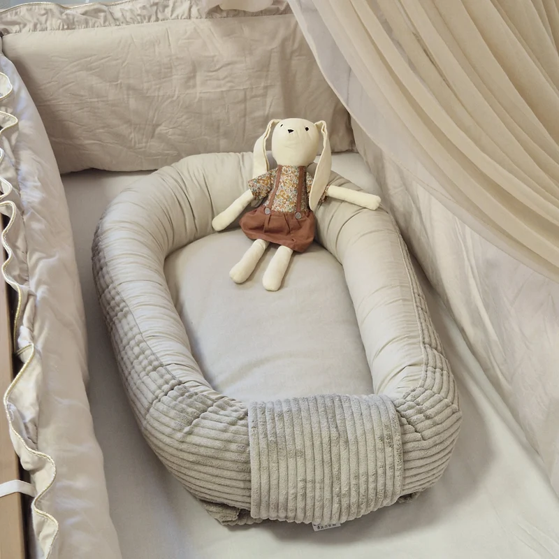 Babynestchen aus Baumwolle & Cord | Sand