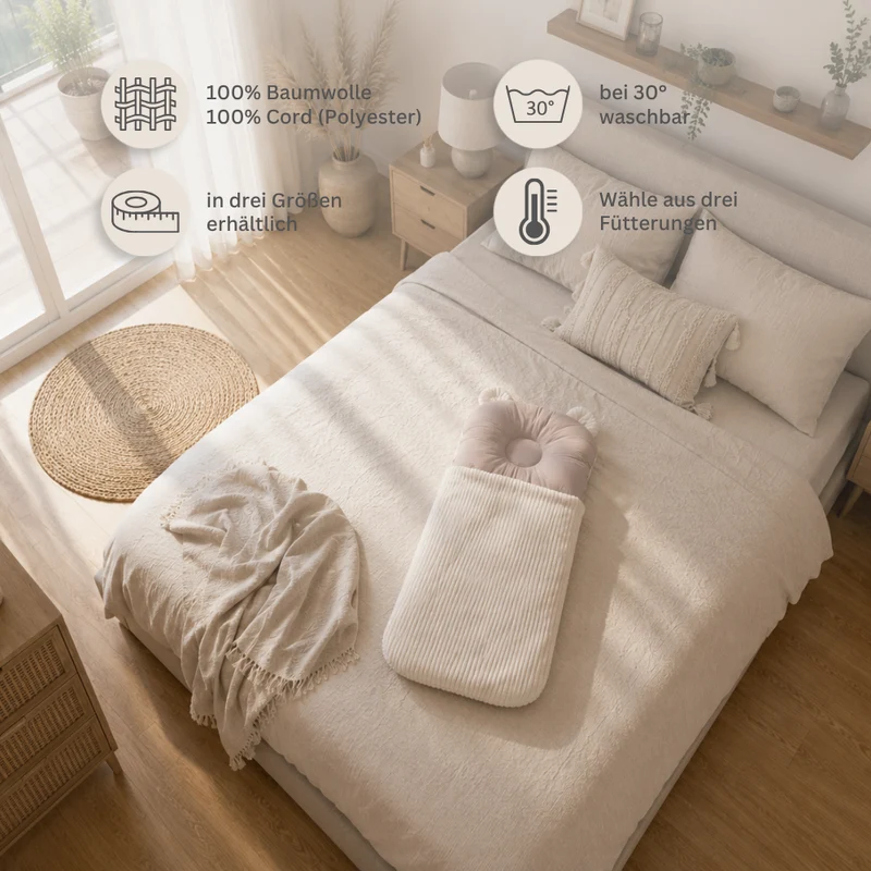 Babyschlafsack mit Bärenohren | Baumwolle & Cord