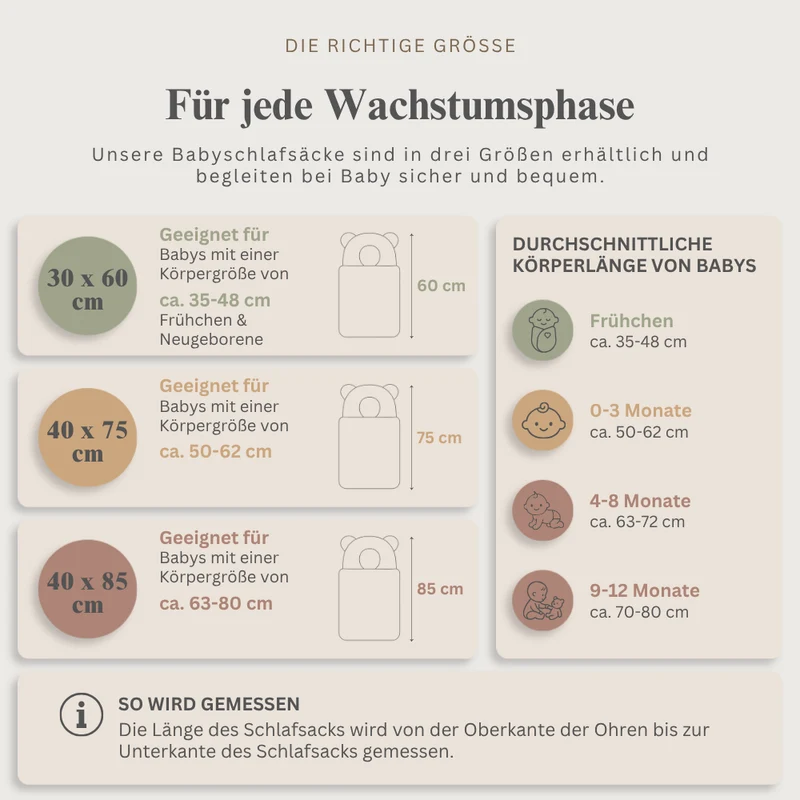 Babyschlafsack mit Bärenohren | Baumwolle