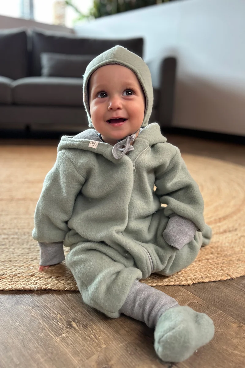 Wollfleece Overall mit Zipp, GOTS