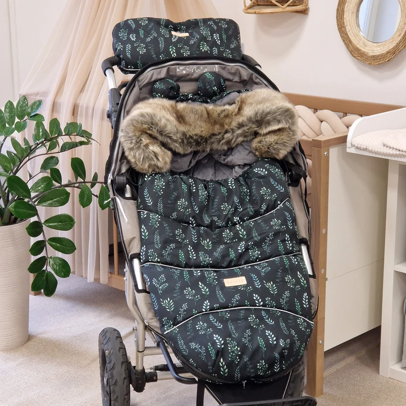 Winterfußsack inkl. Handmuff | Blätter