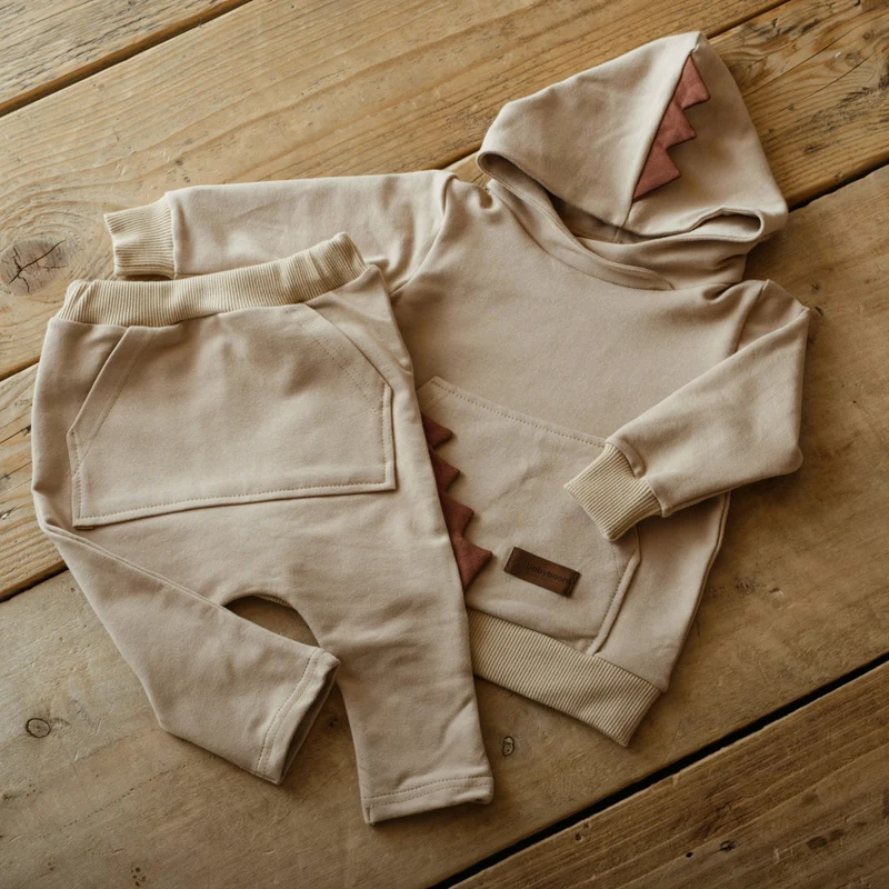 Jogging-Set DINO | Premium Sweatshirt-Stoff einfarbig | Mehrere Farben Gr. 56-116 cm