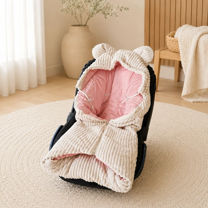 Einschlagdecke für Babyschale mit Reißverschluss | Baumwolle & Cord