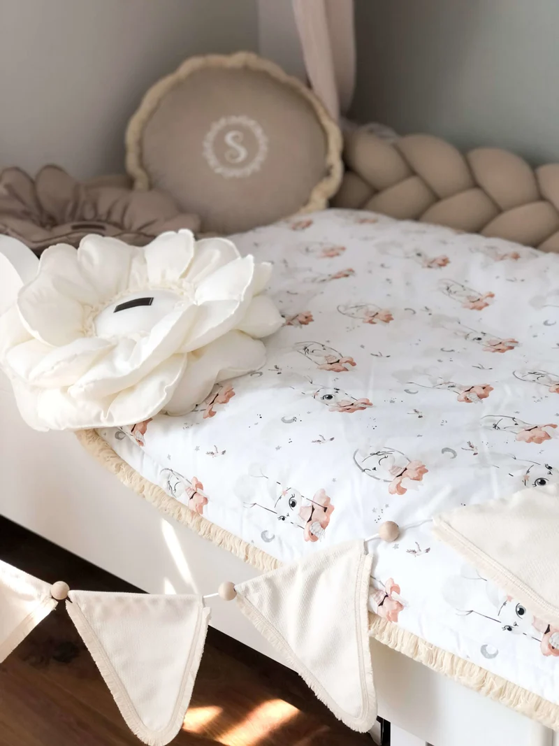 Tagesdecke mit Fransen | Premium Baumwolle & SAMT-Stoff