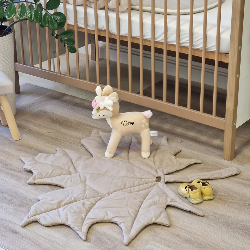 Spielmatte | Krabbeldecke | Dekoration "Ahorn" | Baumwolle | Beige