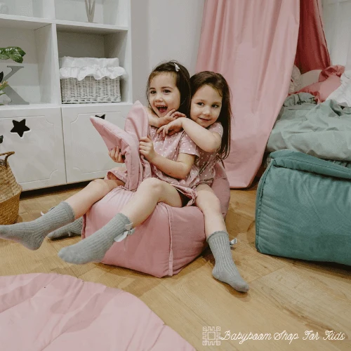 Weicher Kinderhocker mit Hasenohren | Samt-Stoff