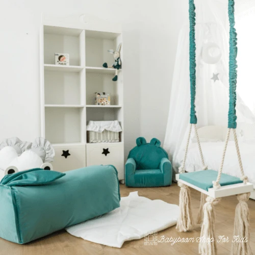 Weicher Kinderhocker mit Hasenohren | Samt-Stoff