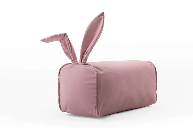 Weicher Kinderhocker mit Hasenohren | Samt-Stoff