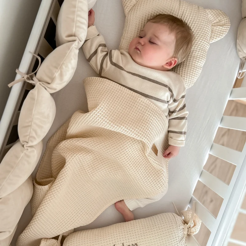 Babydecke inkl. Bärenkissen | Waffelpiqué
