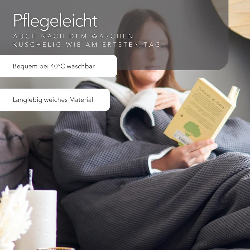 Kuscheldecke mit Ärmeln · Vollkommen · Grau · Gletschergrau