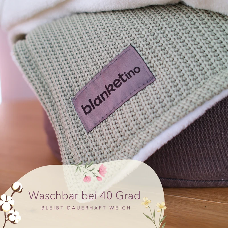 Kuscheldecke mit Baumwollstrick · Pistazie