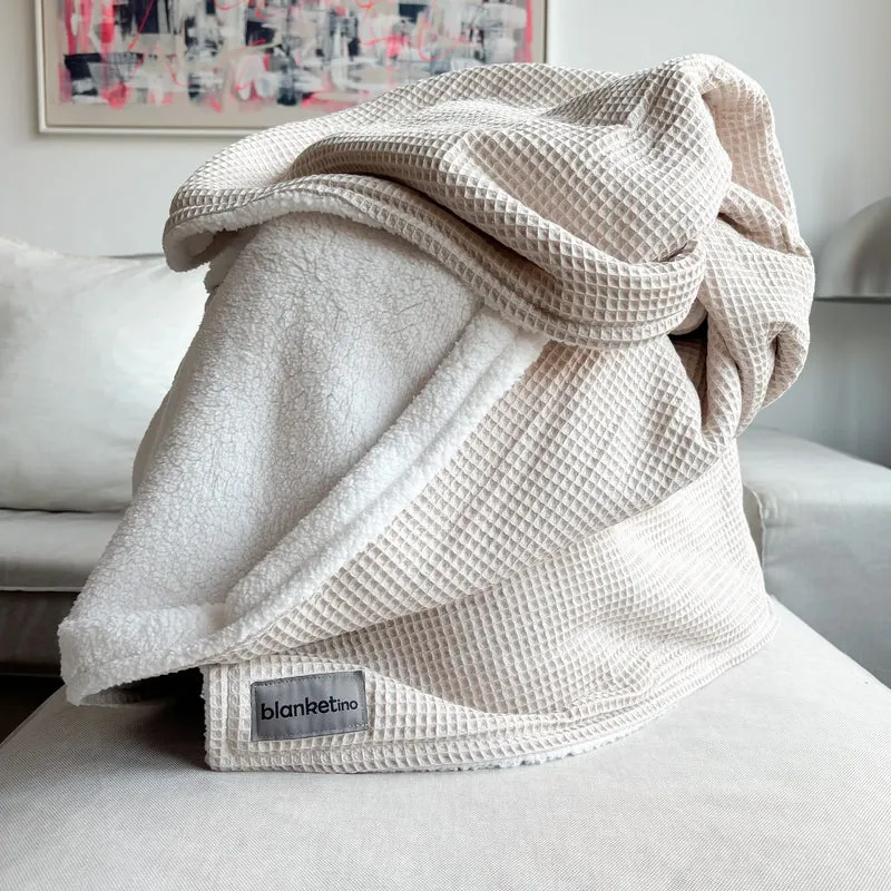 Kuscheldecke mit Teddy-Fleece · Creme · Sandweiß · 145 x 210 cm