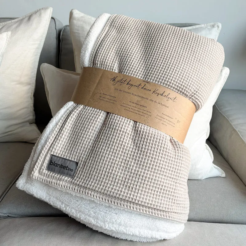 Kuscheldecke mit Teddy-Fleece · Creme · Sandweiß · 145 x 210 cm