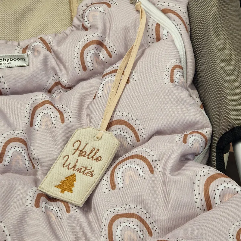 Winterfußsack inkl. Handmuff | Beige & Beige Regenbogen