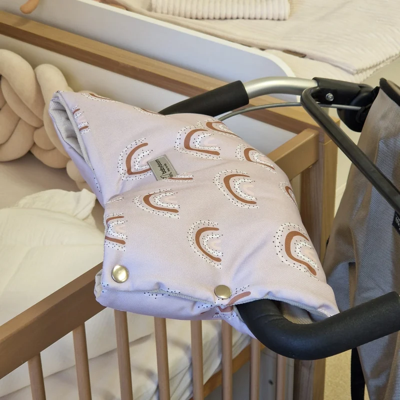 Winterfußsack inkl. Handmuff | Beige & Beige Regenbogen