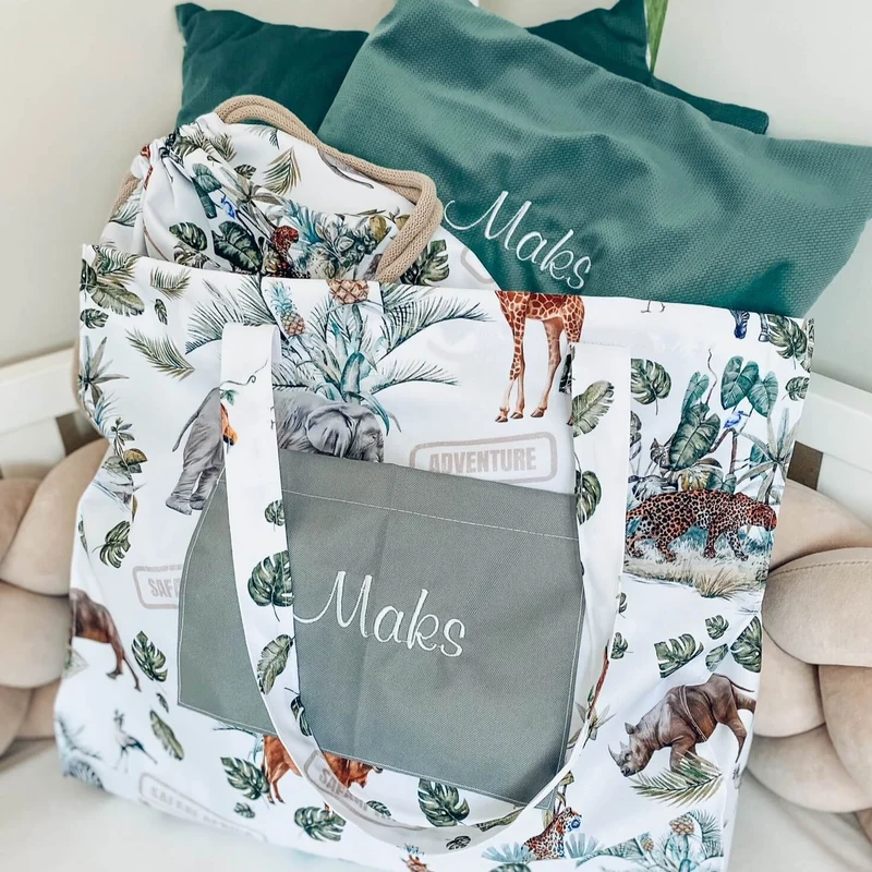 Kita-Set aus Decke & Kissenbezug inkl. Wechselbeutel & Tasche | Premium Baumwolle & Samt