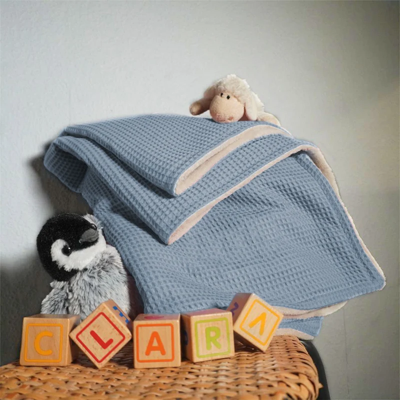 Babydecke mit Namen - 70 x 100 cm • Woklenblau